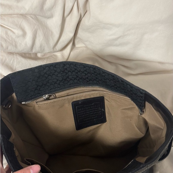 Coach Black Tote Bag with Silver Accents - Picture 3 of 4